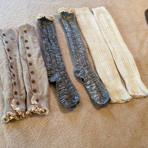 2 pair of long boot socks and 2 pair  leg Warmers